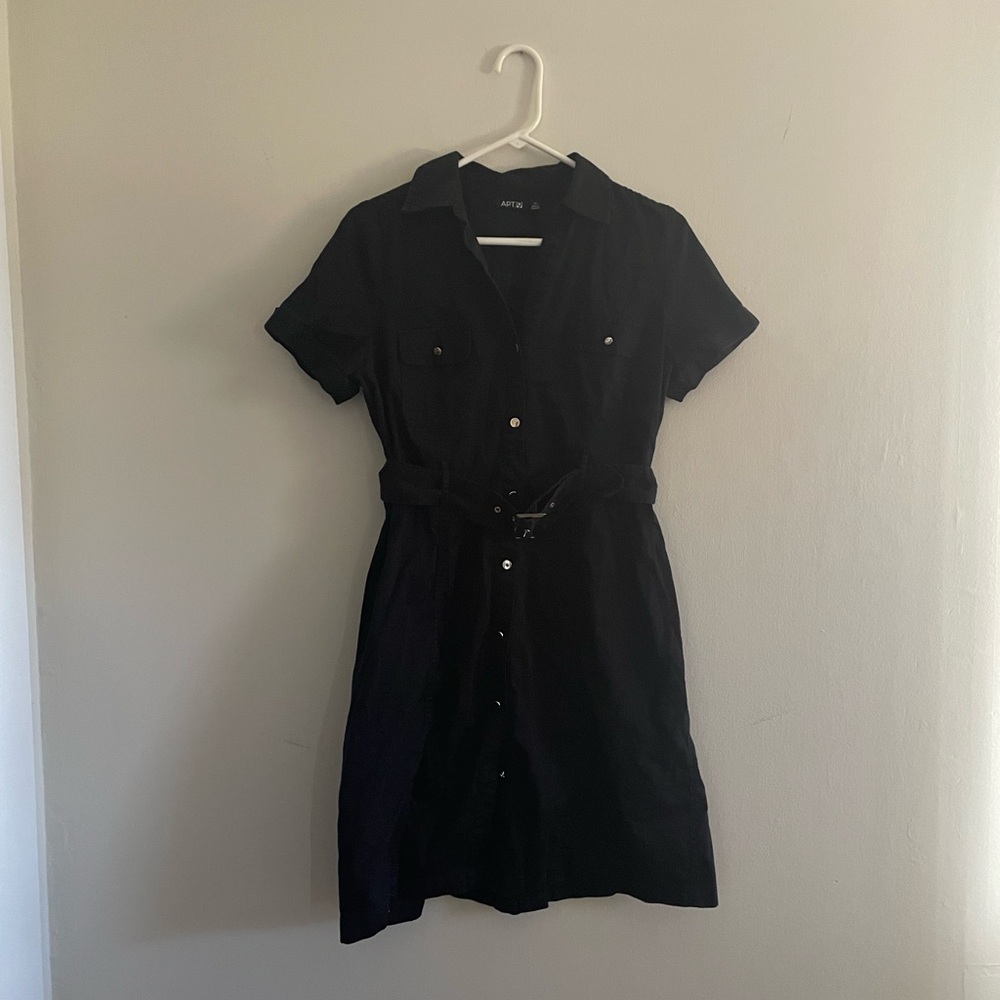 Apt. 9 Black Button Down Short Sleeve Mini Dress with Belt. Size 12